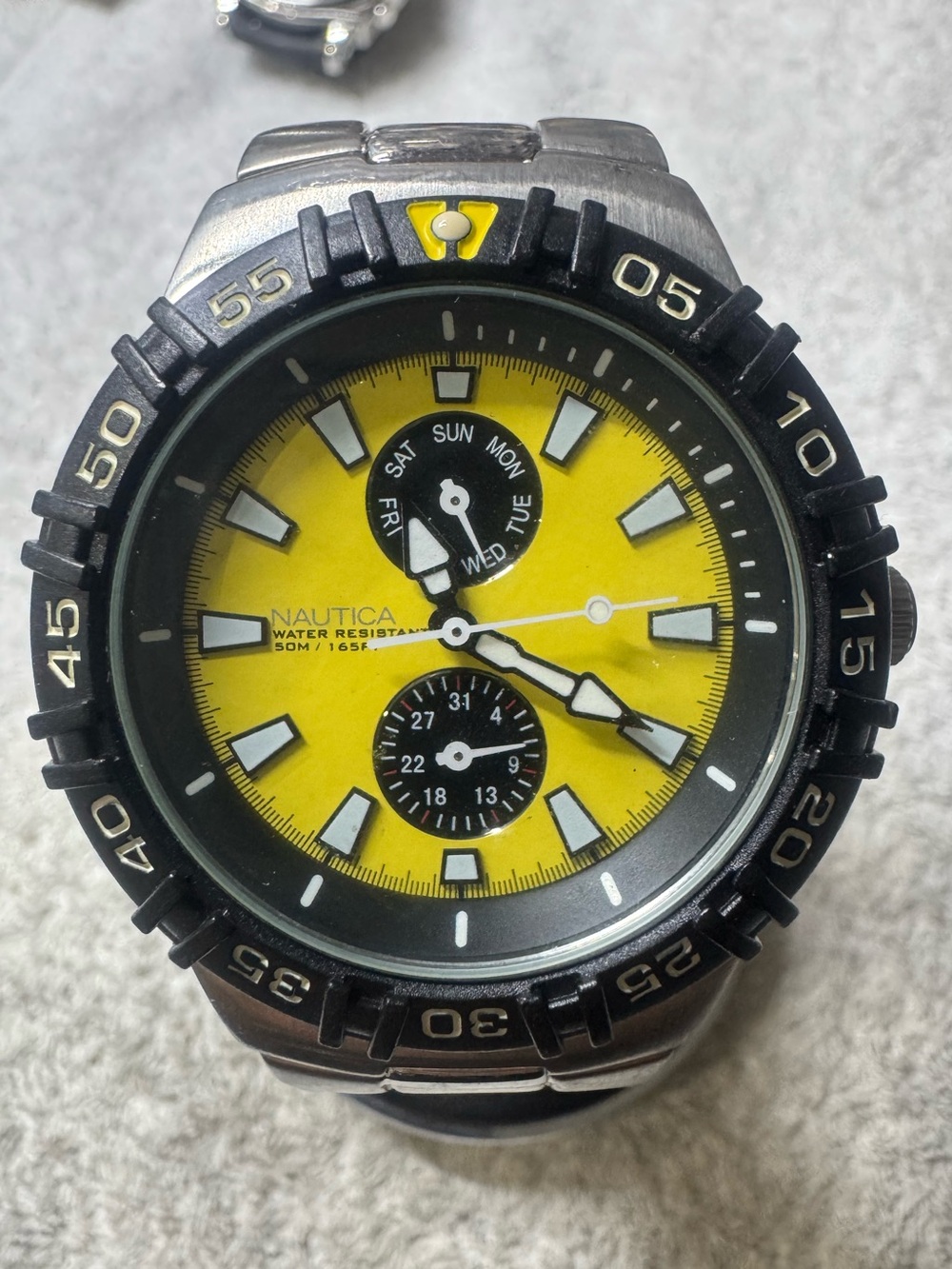 Nautica Men’s Yellow Dial Swim Watch with Black Bezel